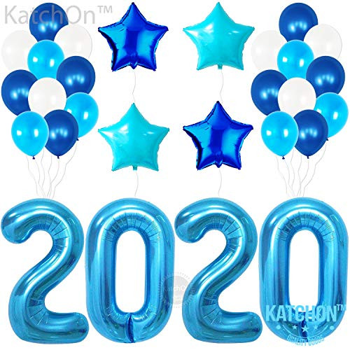 Blue 2020 Balloons for New-Year, Large 40 Inch | Blue and White Balloon Kit | New Years Eve Party Supplies 2020 | Graduations Party Supplies 2020, New Years Party Decorations, Graduations Decorations