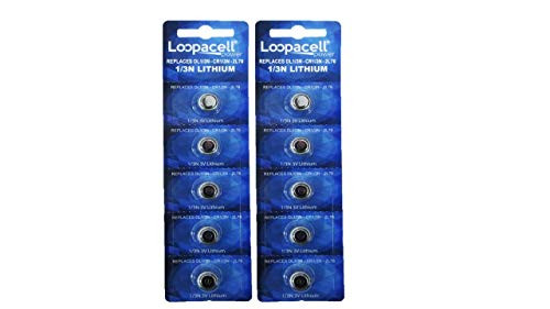 Loopacell 1/3N Battery Replacement for DL1/3N CR1/3N 3V Lithium Battery Pack of 10