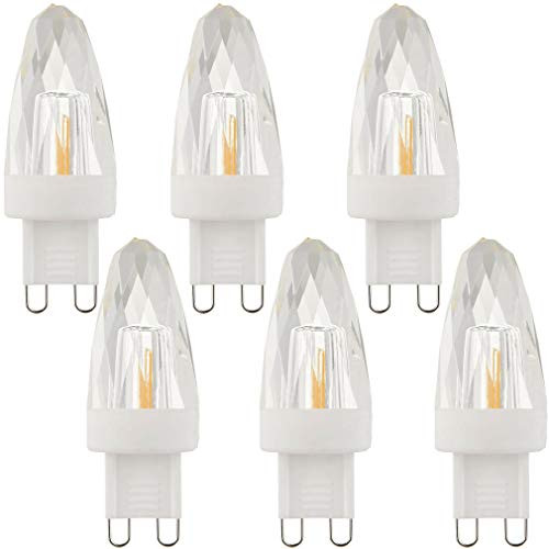 LXcom G9 LED Light Bulbs 2W (15W Halogen Equivalent) Dimmable Crystal COB Bulb Warm White 2700K 200LM G9 Base AC110V for Home Lighting, 6 Pack