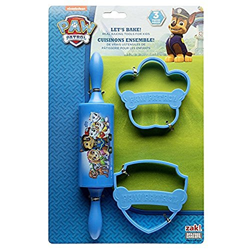 Zak Designs Lets Bake! Rolling Pin and Cookie Cutters for Cooking with Kids, Paw Patrol
