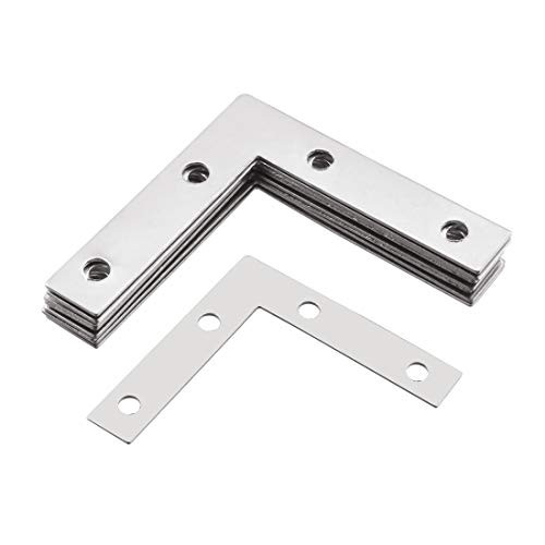 uxcell Flat Angle Bracket Plate L Shape Repair Joining Support Brace, 51mmx51mm Silver Tone, 50Pcs