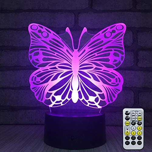 INSONJOHY Kids Night Lights Bedside Lamp 7 Colors Change Remote Control 3D Night Light Kids Optical Illusion Lamps Kids Lamp As a Gift Ideas Girls Wife Women(Butterfly) INSONJOHY Kids Night Lights Bedside Lamp 7 Colors Change Remote Control 3D Night Light Kids Optical Illusion Lamps Kids Lamp As a Gift Ideas Girls Wife Women(Butterfly)