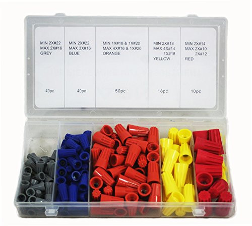 ABN Wire Connector/Terminal 158-Piece Assortment  Gray, Blue, Yellow, and Red Connectors with Storage Case