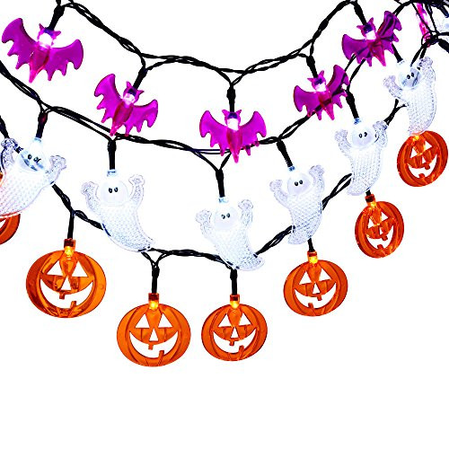 UCTEK Halloween String Lights, 3 Pack 20 LED Battery Powered Halloween Decorative Lights for Indoor and Outdoor Decorations - White Ghost/Orange Pumpkin/Purple Bat UCTEK Halloween String Lights, 3 Pack 20 LED Battery Powered Halloween Decorative Lights for Indoor and Outdoor Decorations - White Ghost/Orange Pumpkin/Purple Bat