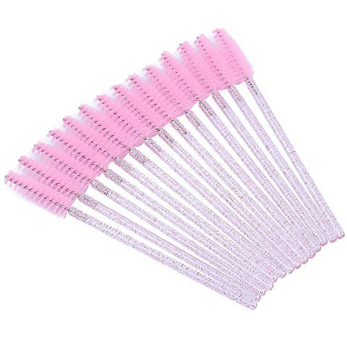100 Disposable Eyelash Brush Mascara Wands Spoolies for Eye Lashes Extension Eyebrow and Makeup Pink