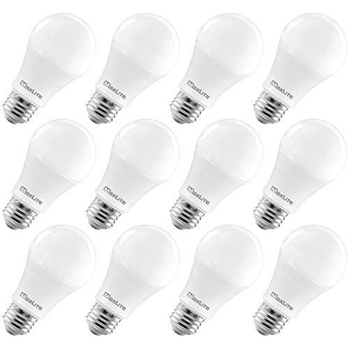 MaxLite A19 LED Bulb, Enclosed Fixture Rated, 75W Equivalent, 1100 Lumens, Dimmable, E26 Medium Base, 2700K Soft White, 12-Pack
