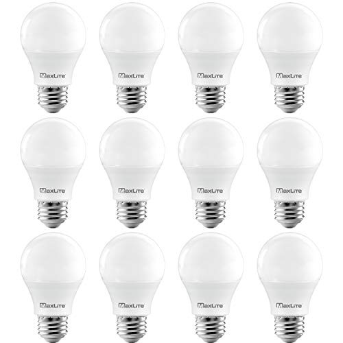 MaxLite A19 LED Bulb, Enclosed Fixture Rated, 40W Equivalent, 450 Lumens, Dimmable, E26 Medium Base, 5000K Daylight, 12-Pack