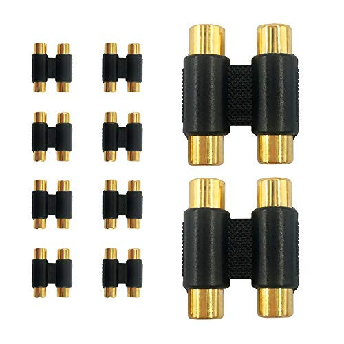 (10 Pcs) MCIGICM Dual RCA Male to Female Convertor Adapter Phono to RCA Phono Female Connector/Coupler