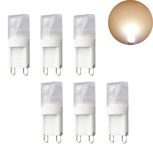 MD Lighting Mini G9 LED Bulb 2W(6 Pack), G9 Ceramic Bulbs Replacement 20W Equivalent Halogen Bulbs Warm White 3000K G9 LED Bulbs for Home Lighting Application, Ceiling Fan, Dimmable, AC110V