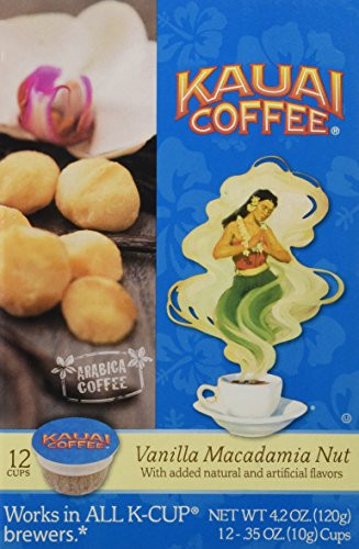 Kauai Coffee Vanilla Macadamia Nut Single-Serve Cups, 12 Count