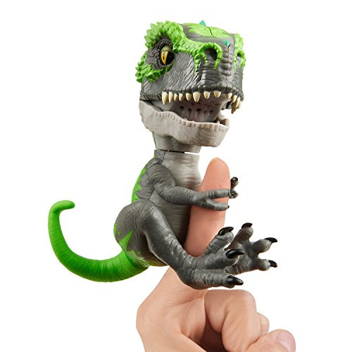 Untamed T-Rex by Fingerlings  Tracker (Black/Green) - Interactive Collectible Dinosaur - By WowWee