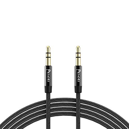 AUX Cable 3.5mm Premium Auxiliary Audio Cable (4ft / 1.2m) Nylon Braided Male to Male Aux Cable for Headphones, Smartphones, iPod, Speaker, Home/Car Stereos and More (Black)