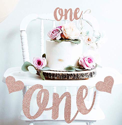 Mini Things 1st First Birthday Decoration Set One High Chair Banner and One Cake Topper (Rose Gold) Mini Things 1st First Birthday Decoration Set One High Chair Banner and One Cake Topper (Rose Gold)