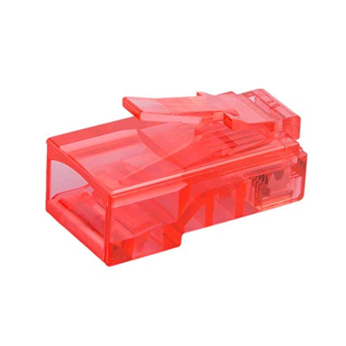RJ45 Crimp Connectors(100-Pack), CableCreation Cat 5e Modular Connector Ends Ethernet Network LAN Cable Plug 8P8C UTP Compatible Solid Wire and Standard Cable, Transparent Red