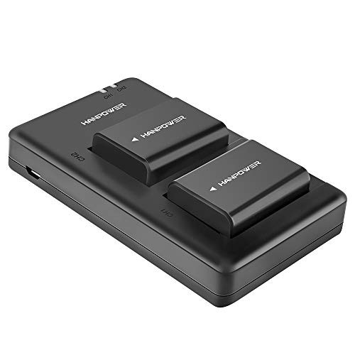 Hanpower Compatible NP-FW50 Battery Charger Dual Set Replacement for Sony A6000, A6500, A6300, A7, A7II, A7SII, A7S, A7S2, A7R, A7R2, A7RII, A55, A5100, RX10, RX10II