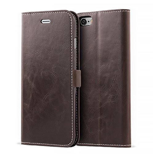 Mulbess iPhone 6s Plus Wallet Case, Flip Leather Phone Case with Kickstand and Card Holder for iPhone 6 Plus / 6s Plus (5.5 inch) Cover, Coffee Brown