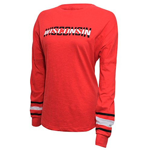 NCAA Wisconsin Badgers Women's Campus Specialties Long Sleeve Fan Tee, Small, Red NCAA Wisconsin Badgers Women's Campus Specialties Long Sleeve Fan Tee, Small, Red
