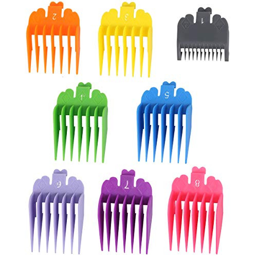 Harapu 8Pcs Colorful Professional Hair Clipper Combs Guides 1/8 to 1,Attachment Guide Combs Replacement Guards Set for Wahl Clippers/Trimmers Harapu 8Pcs Colorful Professional Hair Clipper Combs Guides 1/8 to 1,Attachment Guide Combs Replacement Guards Set for Wahl Clippers/Trimmers