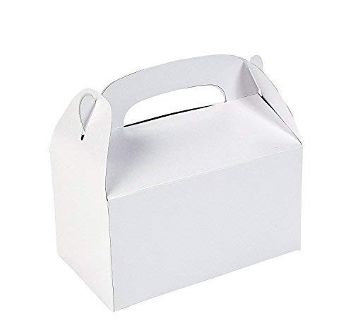 Tytroy White Paper Party Favor Boxes Gable Treat Boxes Arts & Crafts Goodie Bags with Handle (12 pc)