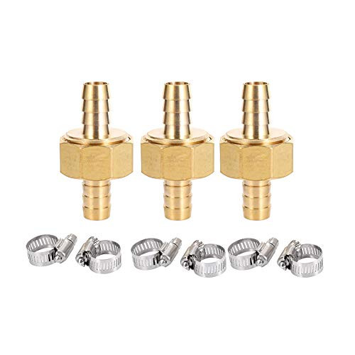 3Sets Brass Garden Hose Mender End Repair Kit Water Hose End Mender with Stainless Steel Clamp,Female and Male Hose Connector (1/2)