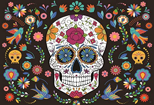 HMTfoto 7x5ft Photography Backdrop for Mexican Fiesta Skull Dia DE Los Muertos Photo Booth Birthday Party Supplies Banner Table Decoration