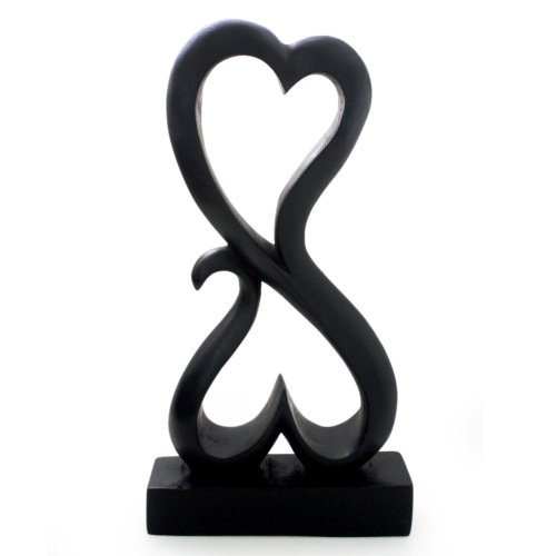 NOVICA Large Black Romantic Suar Wood Sculpture, 12" Tall 'Love Unites' NOVICA Large Black Romantic Suar Wood Sculpture, 12" Tall 'Love Unites'