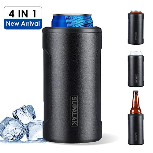 Skinny Can Coozie, 4-in-1 Can Cooler Double-walled Stainless Steel Insulated Slim Can Cooler For 12oz Regular Cans,Skinny Cans, Bottles & As Pint Glass