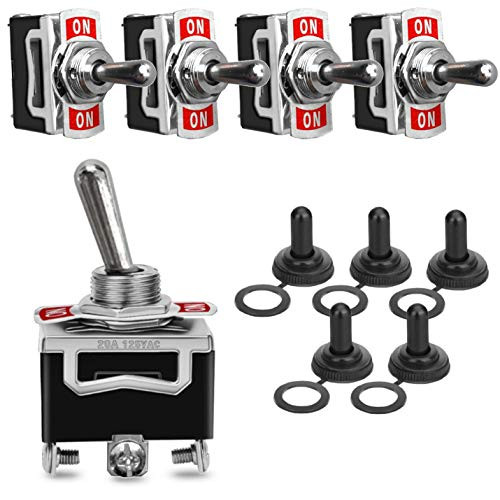 MGI SpeedWare Latching Toggle Switches ON/Off/ON 5-Pack with Waterproof Boots, 3-Pin SPDT