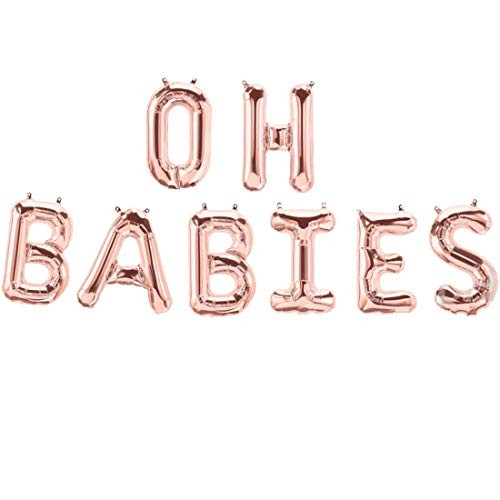 Oh Babies Balloons Twins Baby Shower Banner Party Supplies Decorations Gender Reveal Rose Gold