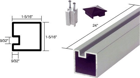 C.R. LAURENCE 6406524 CRL Satin Anodized 24" End Aluminum Counter Post