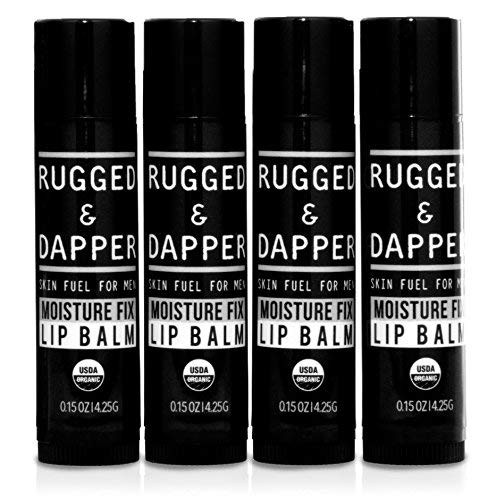 RUGGED & DAPPER Organic Lip Balm Set for Men, Eucalyptus and Mint, 4 Pack