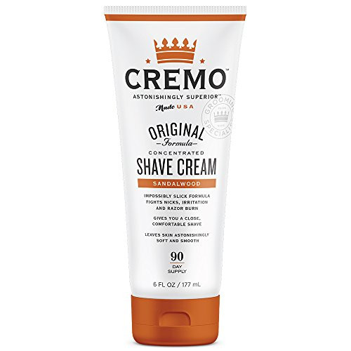 Cremo Barber Grade Sandalwood Shave Cream, Astonishingly Superior Ultra-Slick Shaving Cream Fights Nicks, Cuts and Razor Burn, 6 Oz.