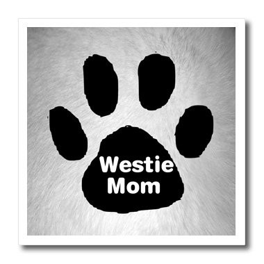 3dRose ht_161300_2 White Dog Hair with Paw and Westie Mom Iron on Heat Transfer Paper for White Material, 6 by 6-Inch