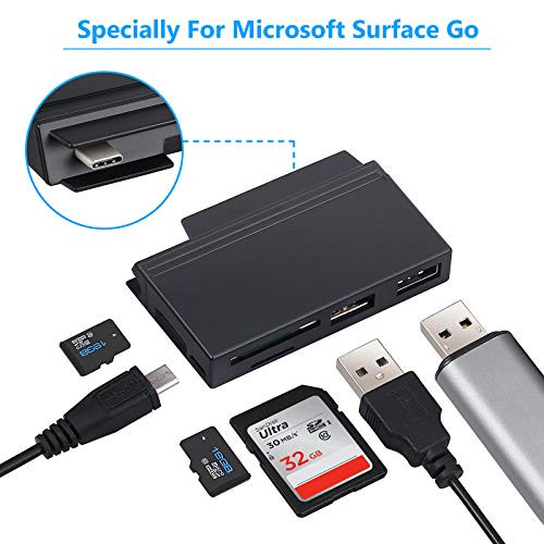 eSynic USB C Hub Microsoft Surface Go USB Hub Adapter, 6-in-1 Type-C Combo Dock 3-Slot Card Reader with SD/Micro TF Card Read, High-Speed 5Gbps USB 3.0 Port for Surface Go Keyboard Mouse USB