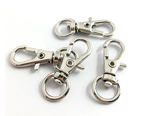 50PCS Silver Swivel Clasps Lanyard Snap Hook Lobster Claw Clasp for Key Ring, 32MM