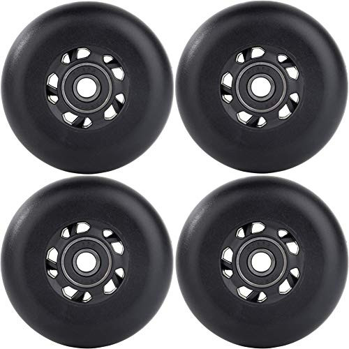 AOWESM Inline Skate Wheels 85A Gripper Asphalt Outdoor Inline Roller Hockey Replacement Wheels with Bearings ABEC-9 (4-Pack) (Black, 80mm)