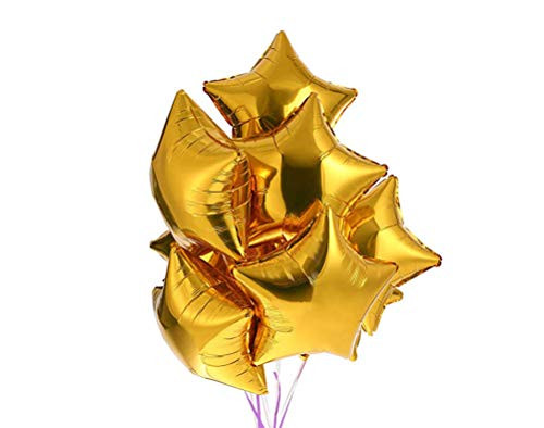 AnnoDeel 20pcs 18 inch Gold Star Balloons, Star Shaped Foil Helium Balloons Mylar Balloons for Wedding Birthday Baby Shower Party Decor
