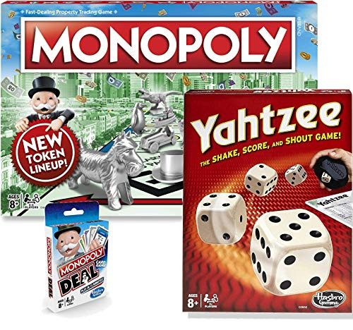 Classic Monopoly, Monopoly Deal, & Classic Yahtzee Bundle |Exclusively Bundled by Brishan