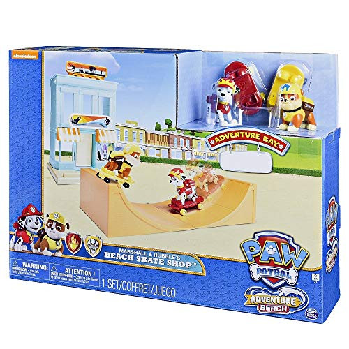 Paw Patrol Adventure Bay Marshall and Rubbles beach skate shop