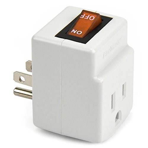 NEW! 3 Prong Grounded Single Port Power Adapter for outlet with Orange indicator On/Off Switch to be energy saving (1 Pack)
