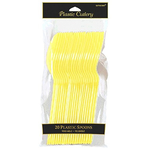 Amscan Plastic Spoons, Standard Size, Light Yellow