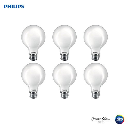 Philips LED Dimmable G25 Light Bulb, 350-Lumen, 5000-Kelvin, 5-Watt (40-Watt Equivalent), E26 Base, Frosted, Daylight, 6-Pack