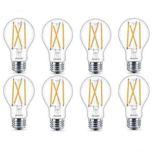 Philips LED Classic Glass Non-Dimmable A19 Light Bulb: 800-Lumen, 5000-Kelvin, 8.8 Watt, E26 Base, Daylight, 8-Pack