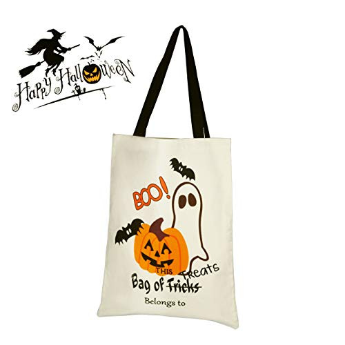 Personalized Halloween Trick or Treat Bucket Tote Bag Candy Gift Sack Bag Halloween Day 13.2x17.3 inches
