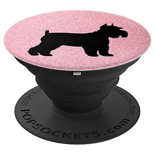 Pink Blush, Miniature Schnauzer, Mini, Dog Mom, Black PopSockets Grip and Stand for Phones and Tablets