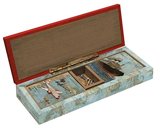 LANG - Cribbage Board Set - Vintage Travel - Art by Tim Coffey - 2 Decks Poker-size Cards - Hinged Storage Board - Metal Pegs