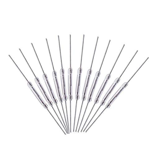 Luckkyme 12Pcs Reed Switch 2 x 14mm Normally Open (N/O) Magnetic Induction Switch for Arduino