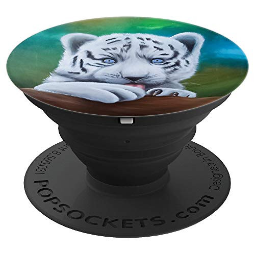 Small White Tiger Pop Sockets Phone Ring Holder PopSockets Grip and Stand for Phones and Tablets