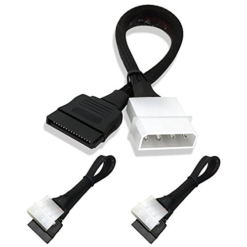 Molex to SATA,[2-Pack] 9.5-Inch 4 Pin Molex to 15 Pin SATA Power Cable