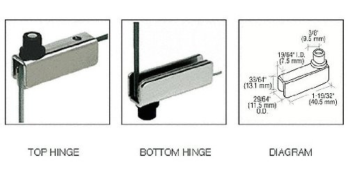 CRL Chrome Standard Mount Glass Door Hinges - Pair